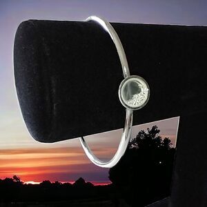 Crystal Floating Charms Locket Bracelet Bangle‎ Silver Tone Modernist Academia.